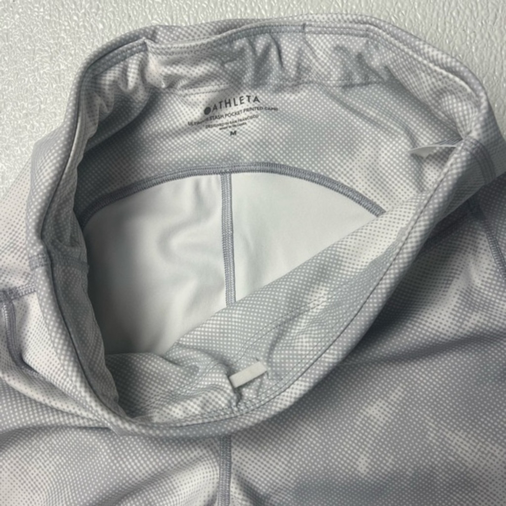 Athleta Women's Ultimate Stash Pocket Printed Crop Leggings White Gray Size M - Picture 7 of 10